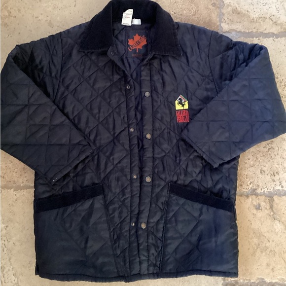 Vintage Galleria Ferrari quilted jacket featuring a corduroy collar and embroide